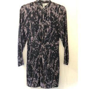 H&M Dress Tie Dye Women 4 Black Purple Long Sleeve